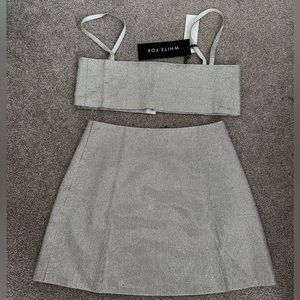 NWT White Fox Silver Set - one last time mini skirt & breathtaking crop (XS/S)
